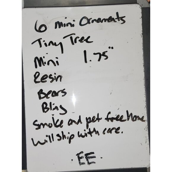 Set Of 6 Bear Mini Christmas Tree Ornaments With Gold Hanging Strings - Picture 8 of 8